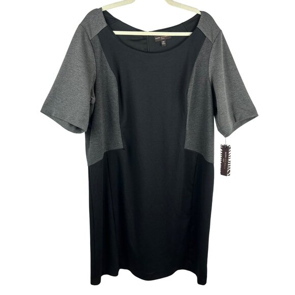 NEW Dana Buchman Sheath Dress Women Plus 20W Gray Black Stretch Knit Knee Length - Picture 1 of 8